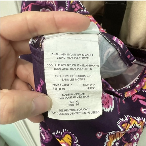 Motherhood Maternity Women’s XL Purple Floral Halter Swim Bathing Suit Top - Picture 7 of 9